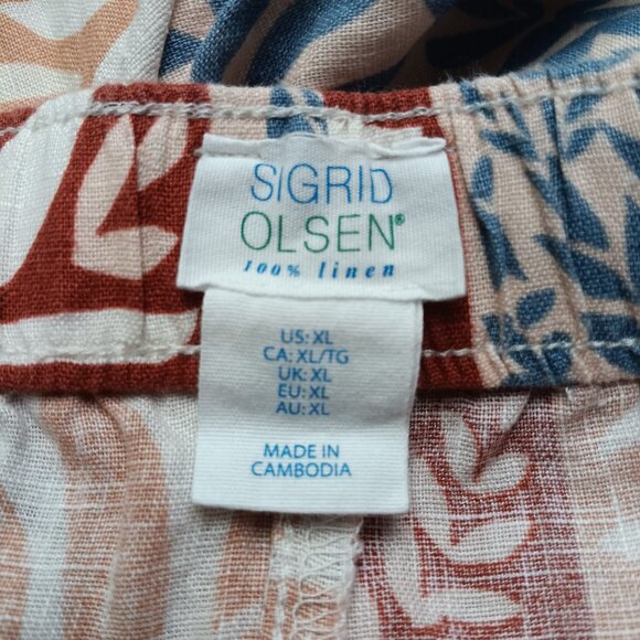 Sigrid Olsen Linen Shorts Size XL Patchwork New NWT - Picture 9 of 11